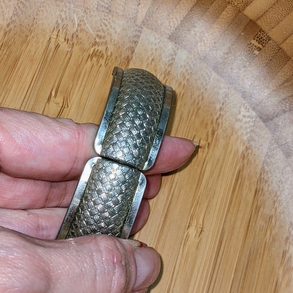 Silver Weave Hinged Bangle Bracelet - Picture 5 of 9